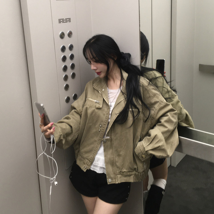 ビンテージルーズフィットジップアップ BEIGE