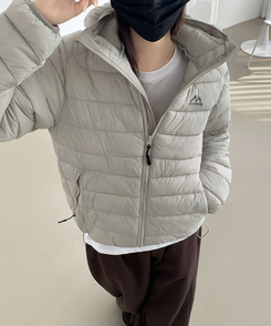 트렌디 경량 하이넥 2way 스트링 패딩 연그레이
