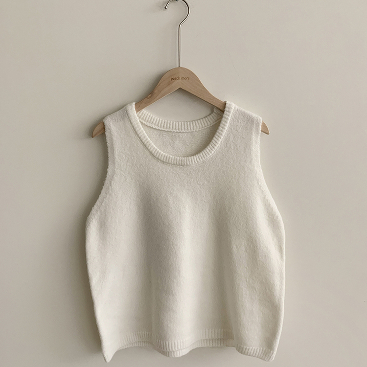 레이블 루즈핏 브이넥 니트 나시 세트 긴팔 니트