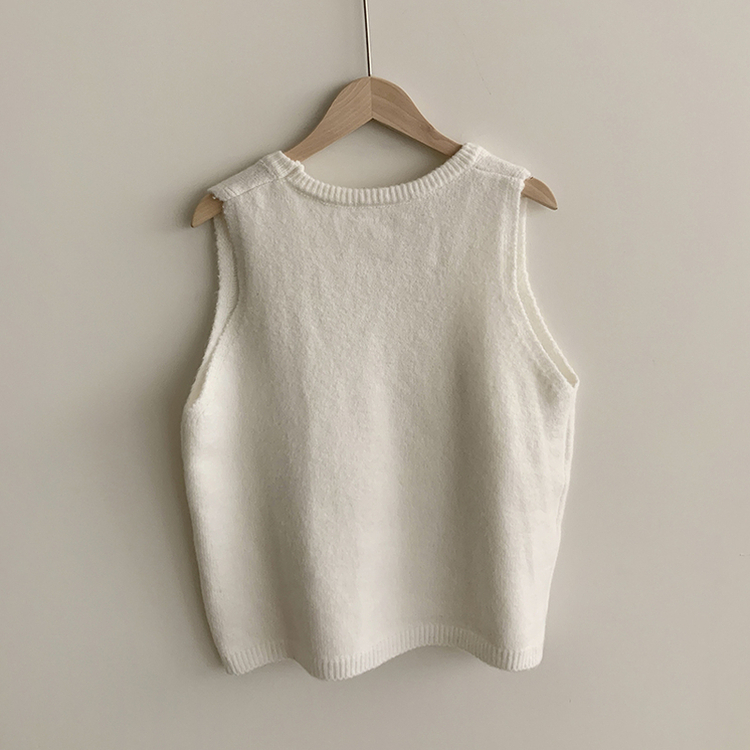 레이블 루즈핏 브이넥 니트 나시 세트 긴팔 니트