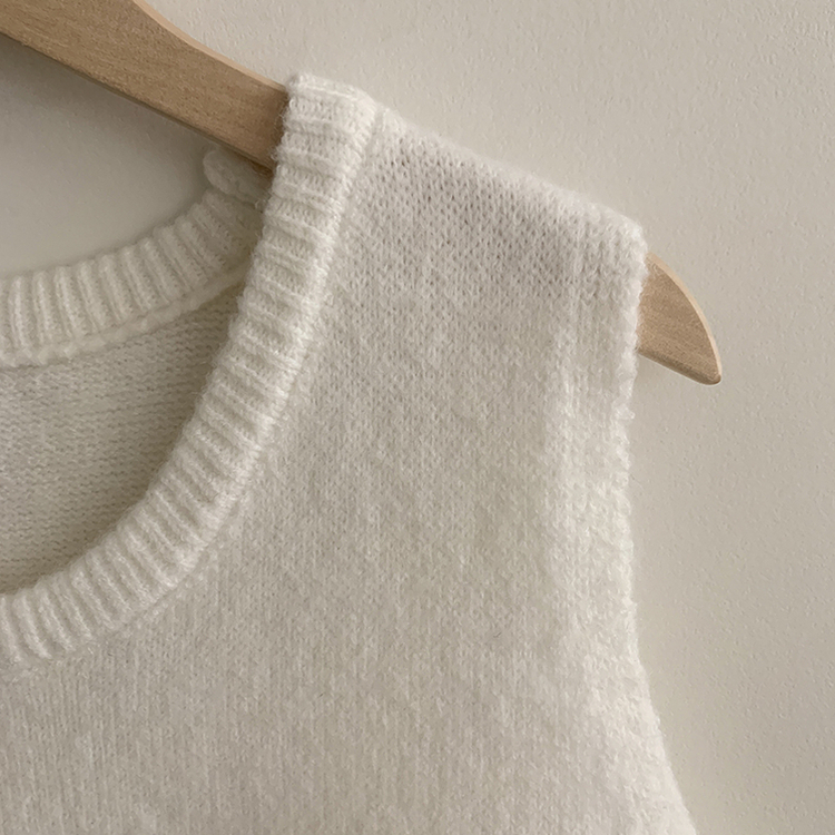 레이블 루즈핏 브이넥 니트 나시 세트 긴팔 니트