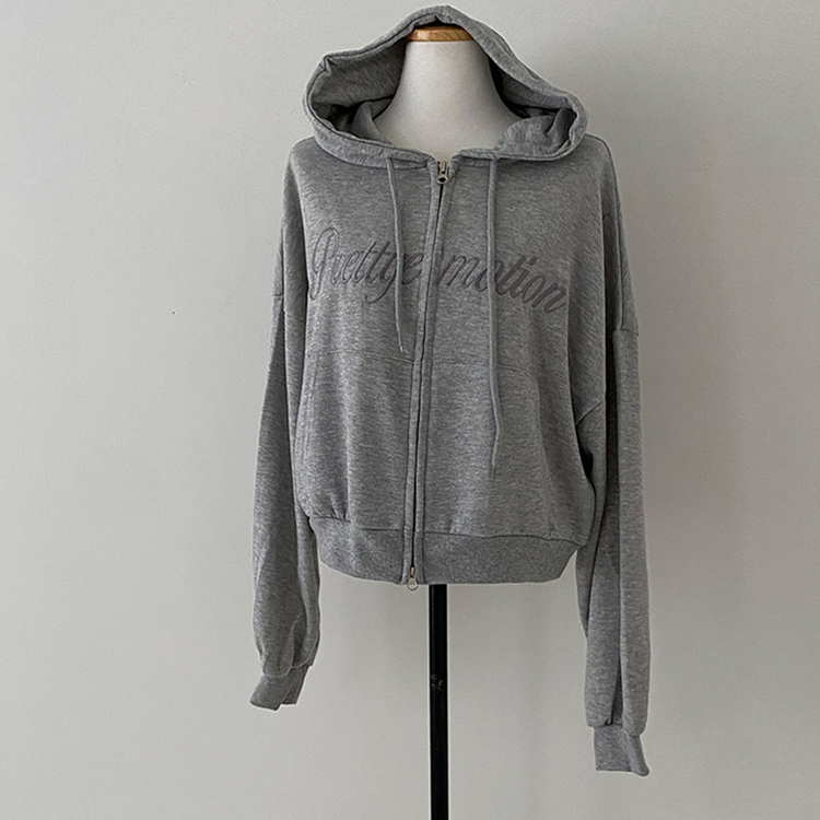 프리티모션 레터링 투웨이 후드 집업