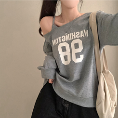 워싱턴 98 원숄더 루즈핏 맨투맨 그레이