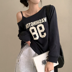 워싱턴 98 원숄더 루즈핏 맨투맨 네이비