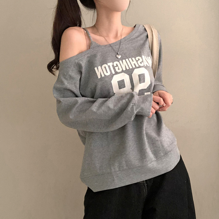 워싱턴 98 원숄더 루즈핏 맨투맨 그레이