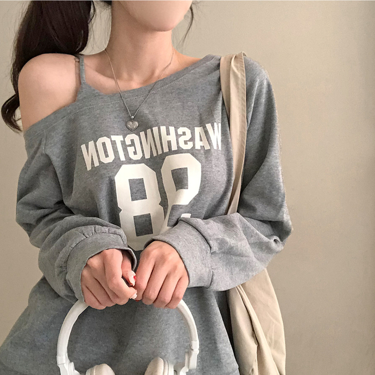 워싱턴 98 원숄더 루즈핏 맨투맨 그레이