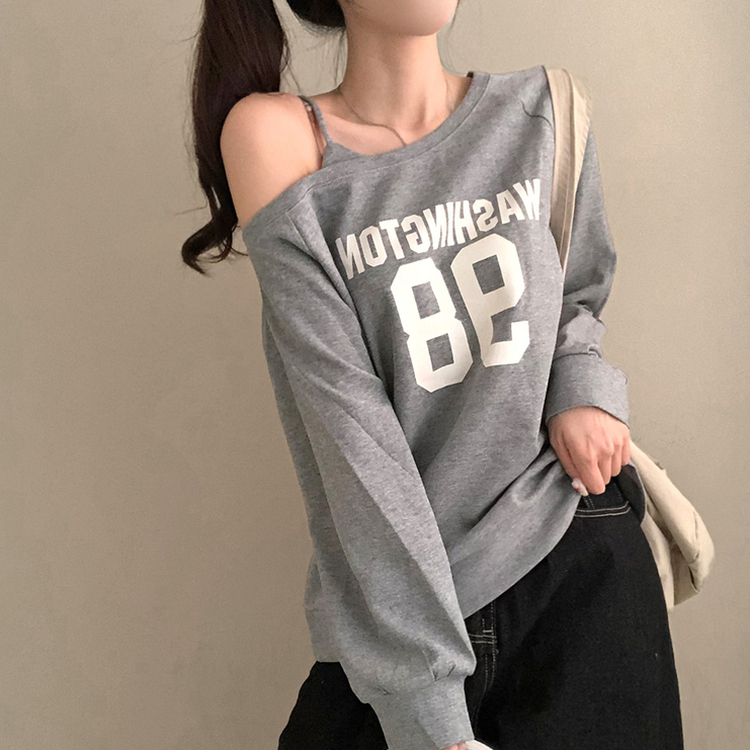 워싱턴 98 원숄더 루즈핏 맨투맨 그레이