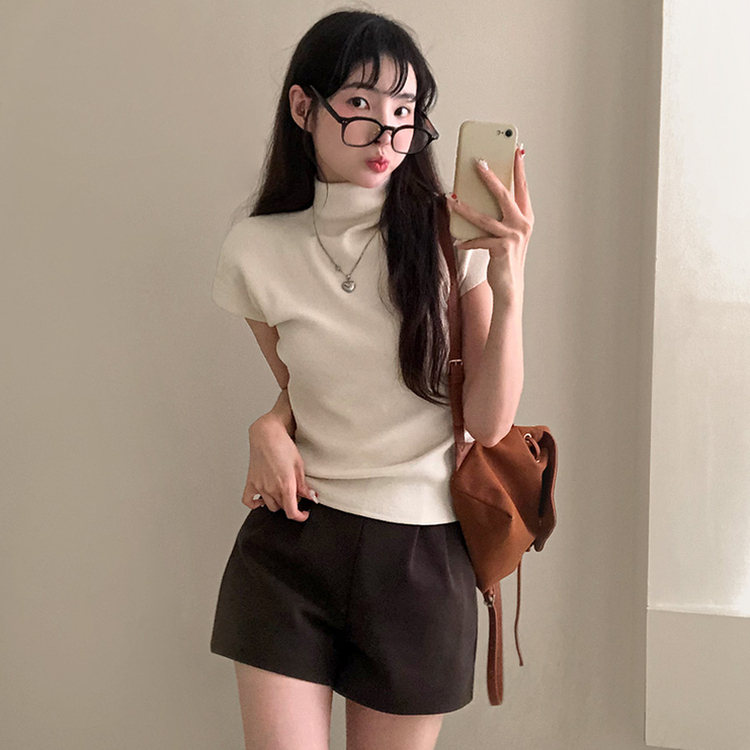 뉴번 반목 반팔 이너 니트 아이보리