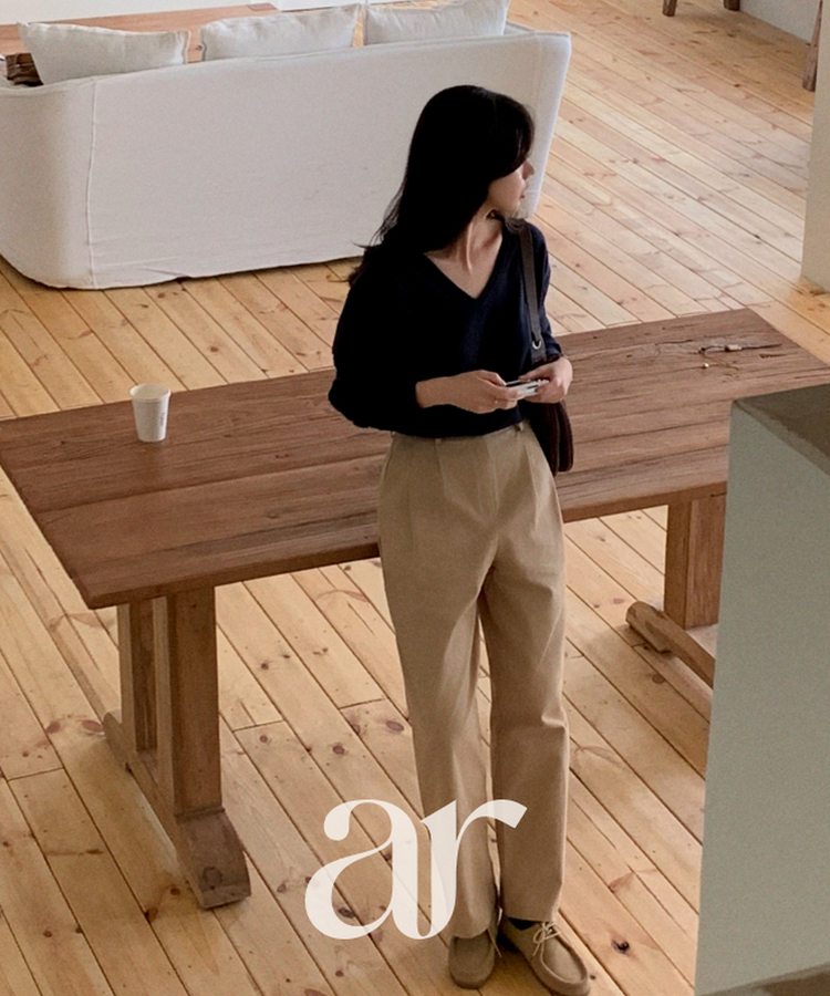 (MADE / 高密度ノンストレッチ / デイリー通勤ルック)   ストレート ワンタック コットンパンツ   BEIGE