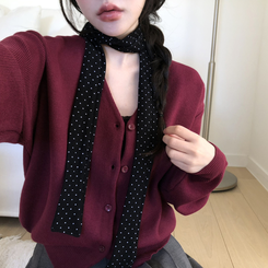 Vネックベージックカーディガン(13color) BURGUNDY