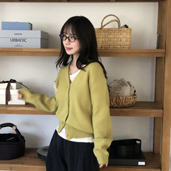 Vネックベージックカーディガン(13color) OLIVE