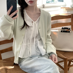 Vネックベージックカーディガン(13color) MINT