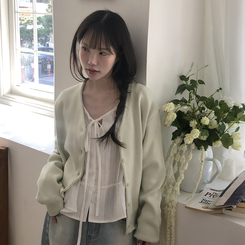 Vネックベージックカーディガン(13color) MINT