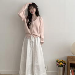 Vネックベージックカーディガン(13color) PINK