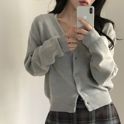 Vネックベージックカーディガン(13color) LIGHT GRAY