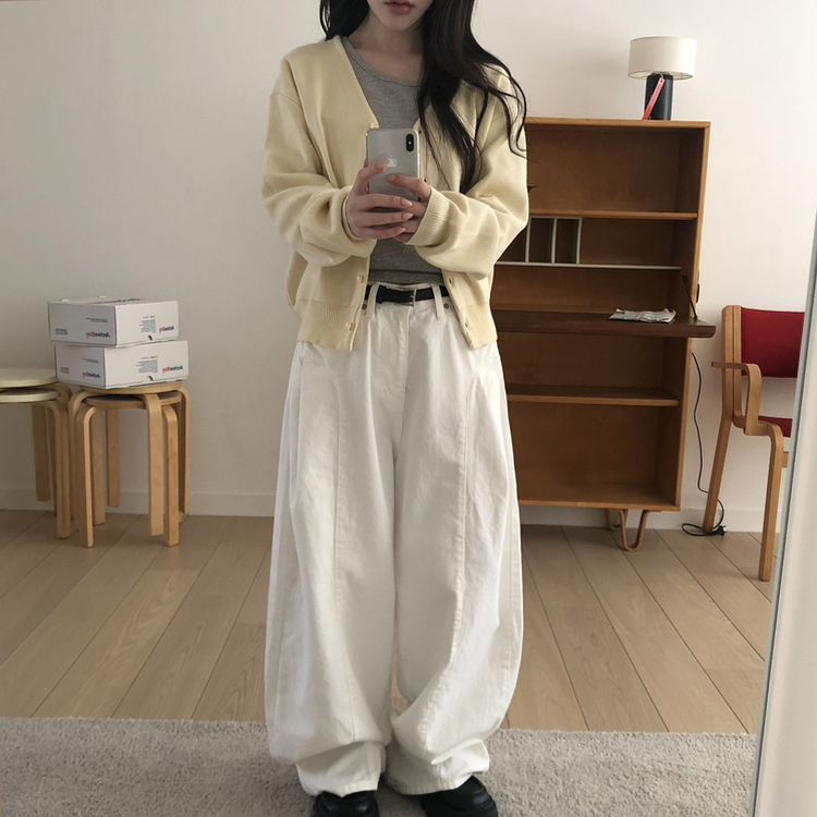 Vネックベージックカーディガン(13color) BEIGE