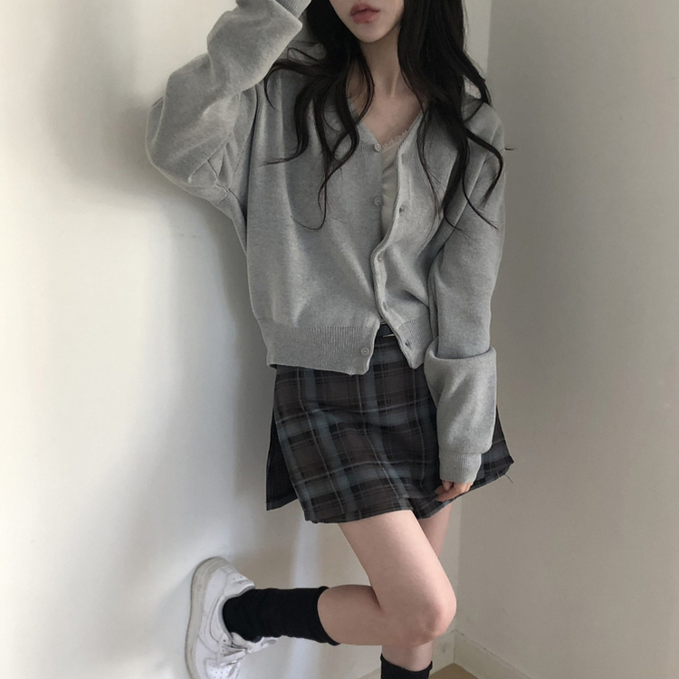 Vネックベージックカーディガン(13color) LIGHT GRAY