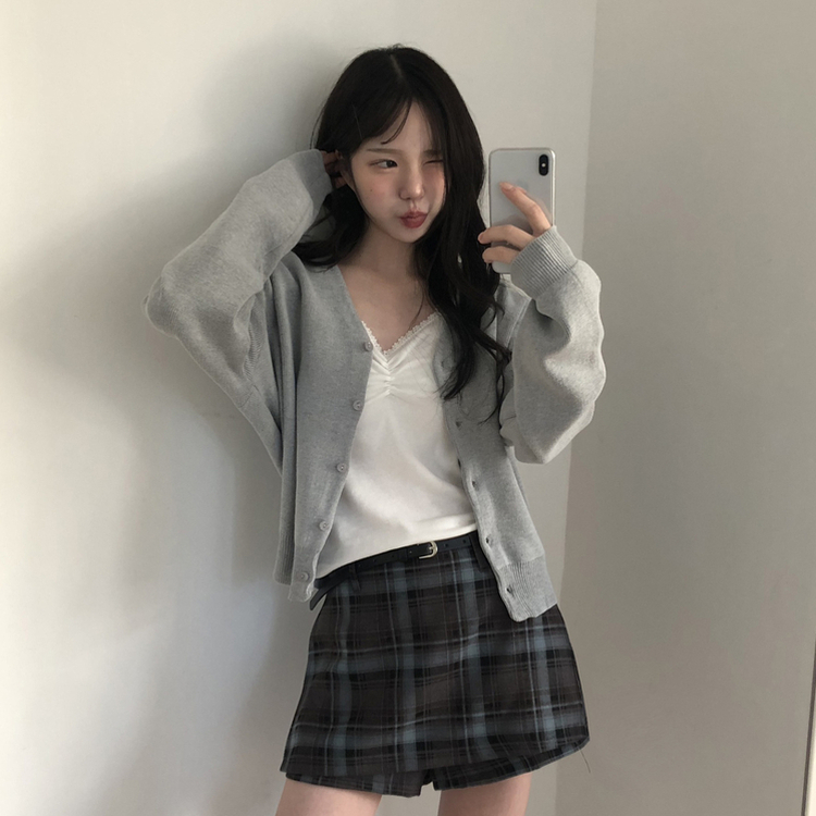 Vネックベージックカーディガン(13color) LIGHT GRAY