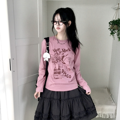 ビンテージプリンティング長袖Tシャツ PINK