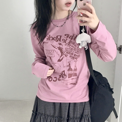 ビンテージプリンティング長袖Tシャツ PINK
