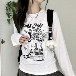 ビンテージプリンティング長袖Tシャツ WHITE