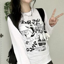 ビンテージプリンティング長袖Tシャツ WHITE