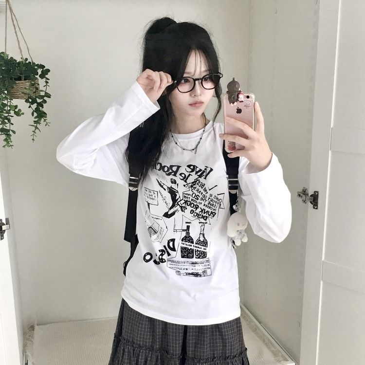 ビンテージプリンティング長袖Tシャツ WHITE