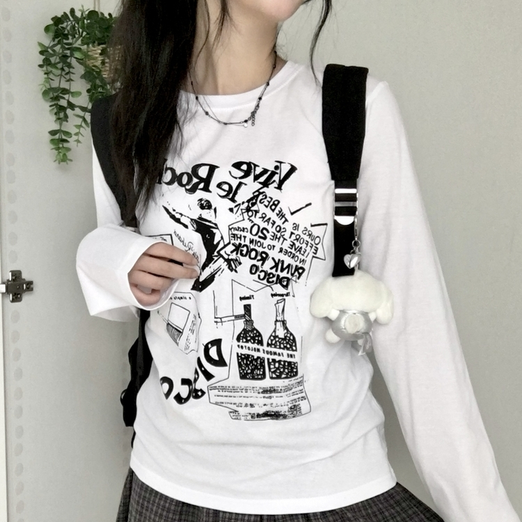 ビンテージプリンティング長袖Tシャツ WHITE