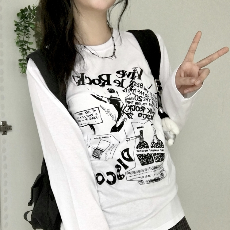 ビンテージプリンティング長袖Tシャツ WHITE