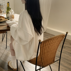 힙덮는길이 포근한 브이넥 아방핏 모헤어 여리여리 폭닥 벌룬 니트가디건 빅사이즈 아이보리