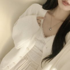 힙덮는길이 포근한 브이넥 아방핏 모헤어 여리여리 폭닥 벌룬 니트가디건 빅사이즈 아이보리