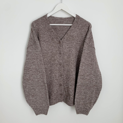 힙덮는길이 포근한 브이넥 아방핏 모헤어 여리여리 폭닥 벌룬 니트가디건 빅사이즈