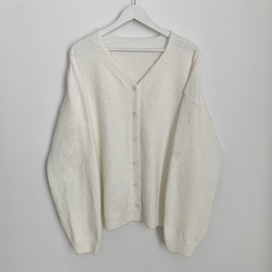 힙덮는길이 포근한 브이넥 아방핏 모헤어 여리여리 폭닥 벌룬 니트가디건 빅사이즈