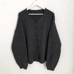 힙덮는길이 포근한 브이넥 아방핏 모헤어 여리여리 폭닥 벌룬 니트가디건 빅사이즈