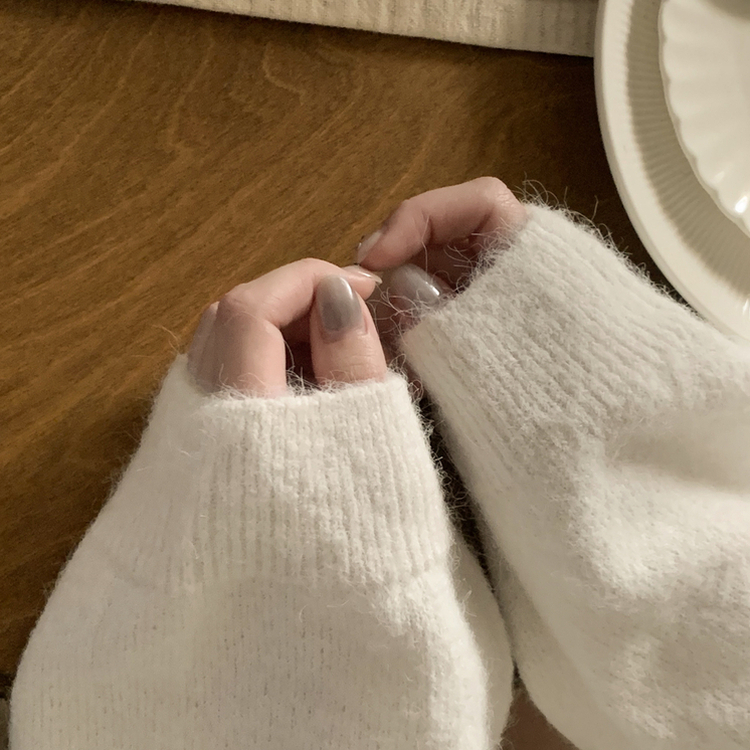 힙덮는길이 포근한 브이넥 아방핏 모헤어 여리여리 폭닥 벌룬 니트가디건 빅사이즈 아이보리