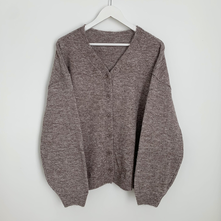 힙덮는길이 포근한 브이넥 아방핏 모헤어 여리여리 폭닥 벌룬 니트가디건 빅사이즈