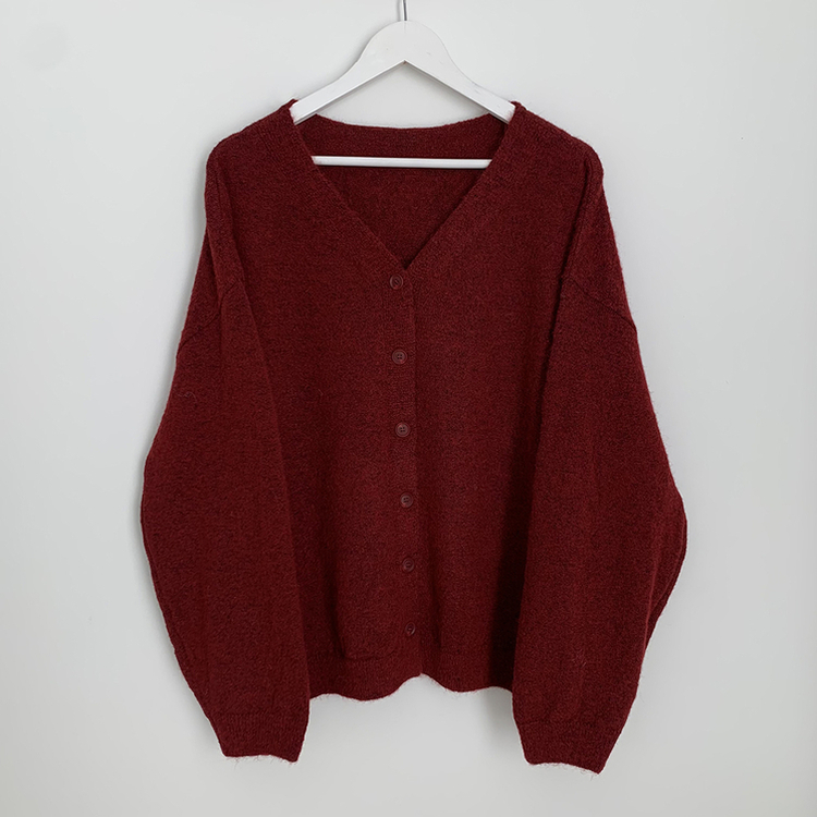 힙덮는길이 포근한 브이넥 아방핏 모헤어 여리여리 폭닥 벌룬 니트가디건 빅사이즈