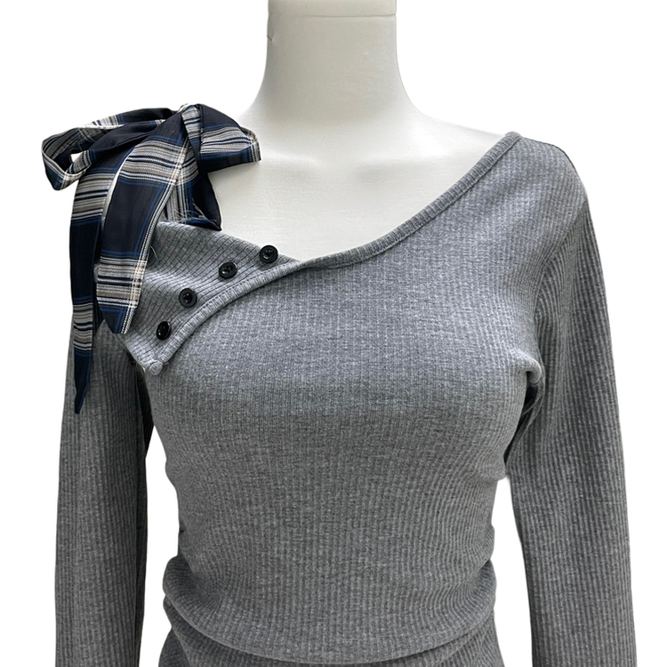 チェックリボンドワンオフTシャツ