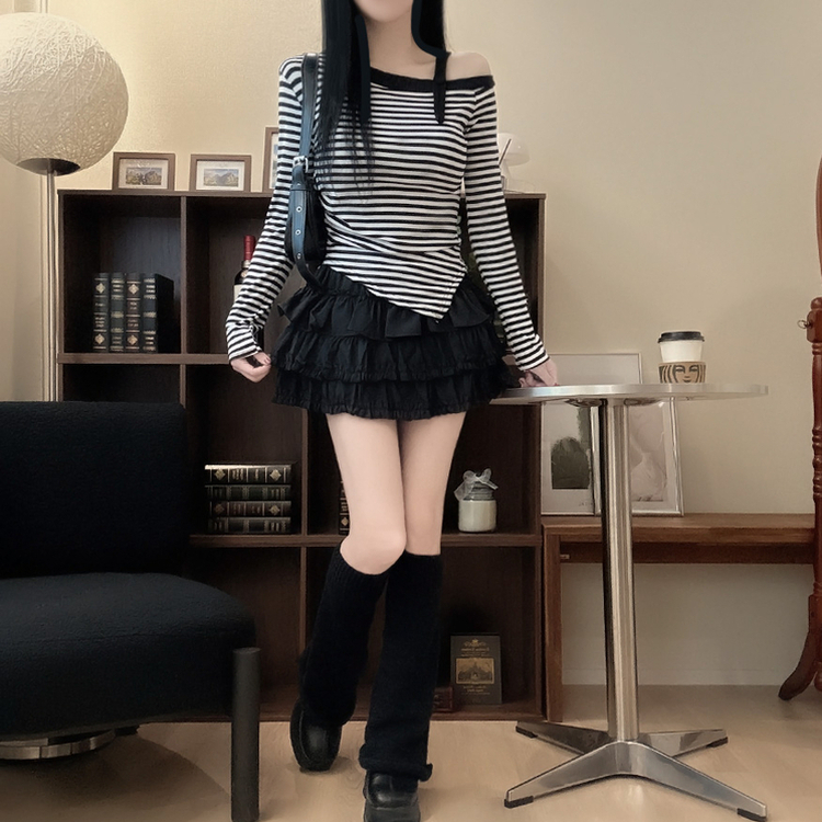 フレアフリルティアードミニスカート BLACK