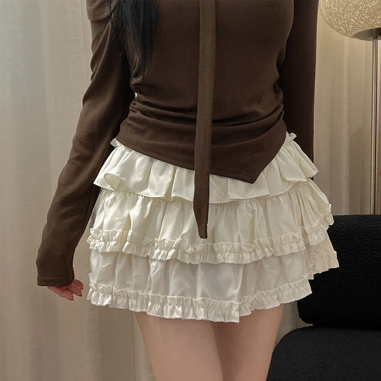 フレアフリルティアードミニスカート CREAM