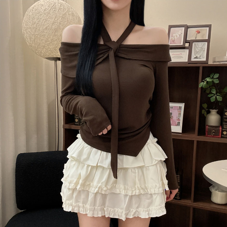 フレアフリルティアードミニスカート CREAM