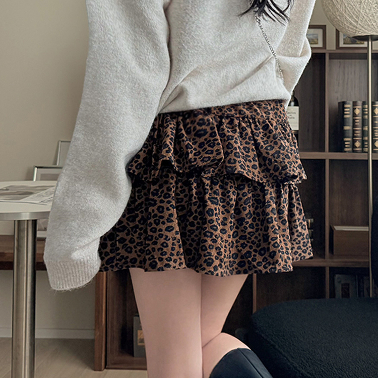 レオパードティアードミニスカート｜ミニスカート｜韓国ファッション