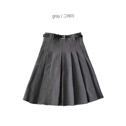 【ベルト付き】プリーツAラインミディスカート