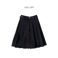 【ベルト付き】プリーツAラインミディスカート