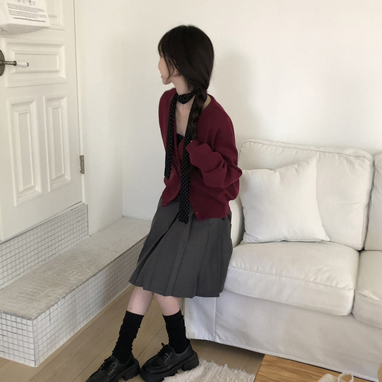 【ベルト付き】プリーツAラインミディスカート GREY