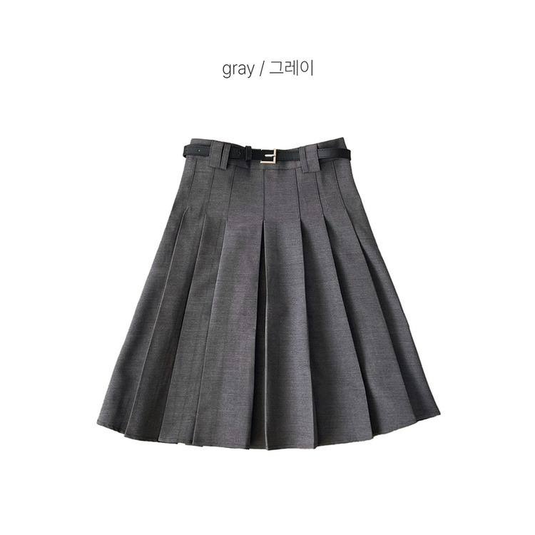 【ベルト付き】プリーツAラインミディスカート