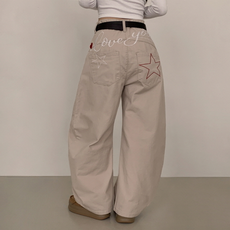 유어즈 레터링 팬츠 베이지