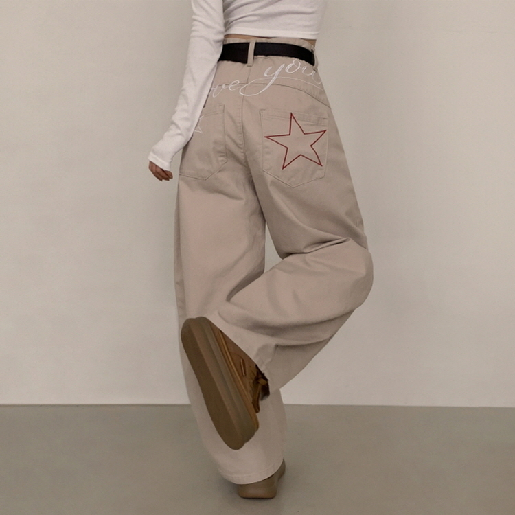 유어즈 레터링 팬츠 베이지