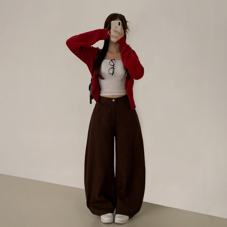 유어즈 레터링 팬츠 브라운