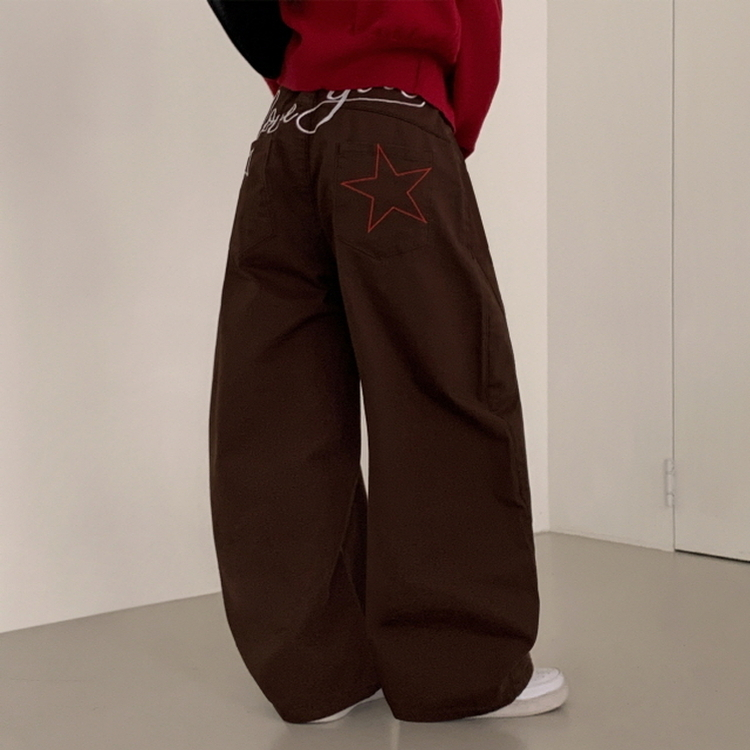 유어즈 레터링 팬츠 브라운